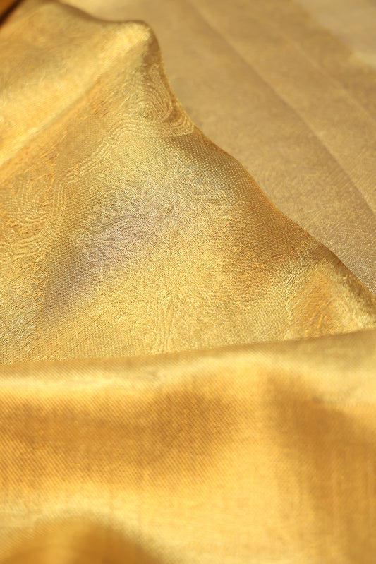 Gold Kanchipuram Tissue Silk Saree with Paithani Butta