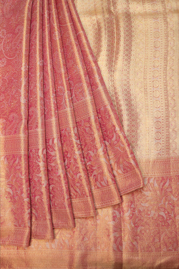 Pink Kanchipuram Tissue Silk Saree with Mango Buttas