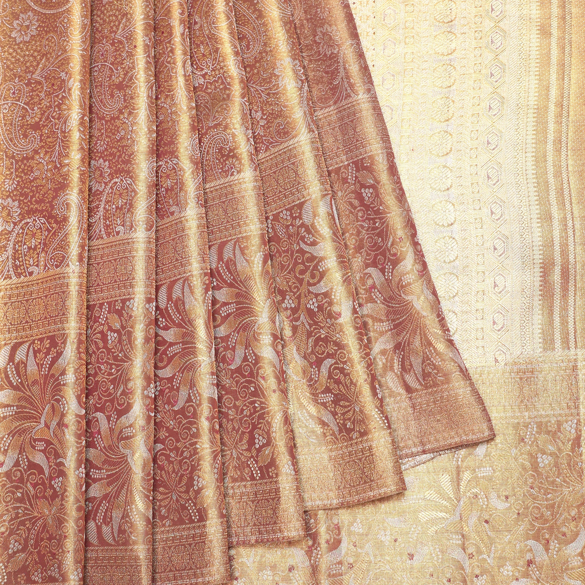 Purple Kanchipuram Tissue Silk Saree with Mango Leaf Motifs