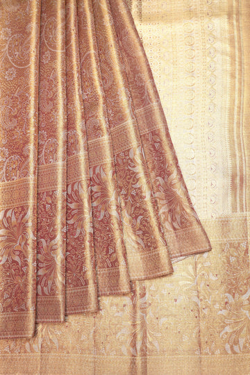 Purple Kanchipuram Tissue Silk Saree with Mango Leaf Motifs