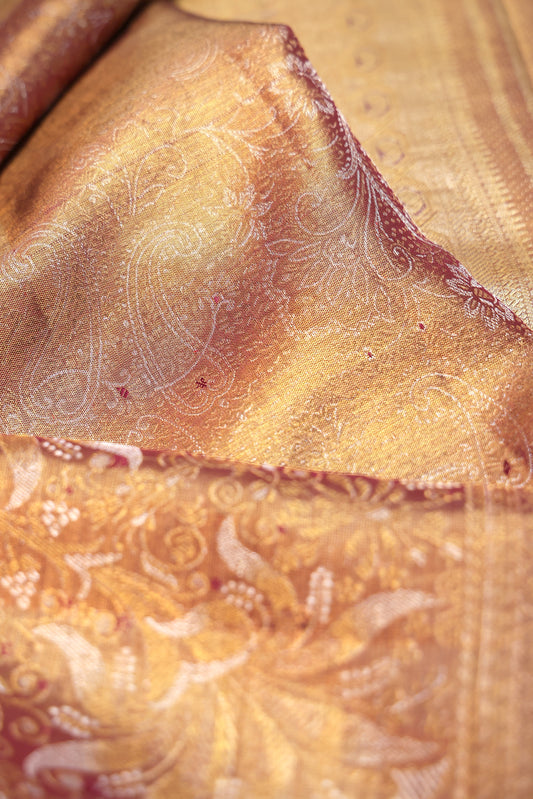 Purple Kanchipuram Tissue Silk Saree with Mango Leaf Motifs