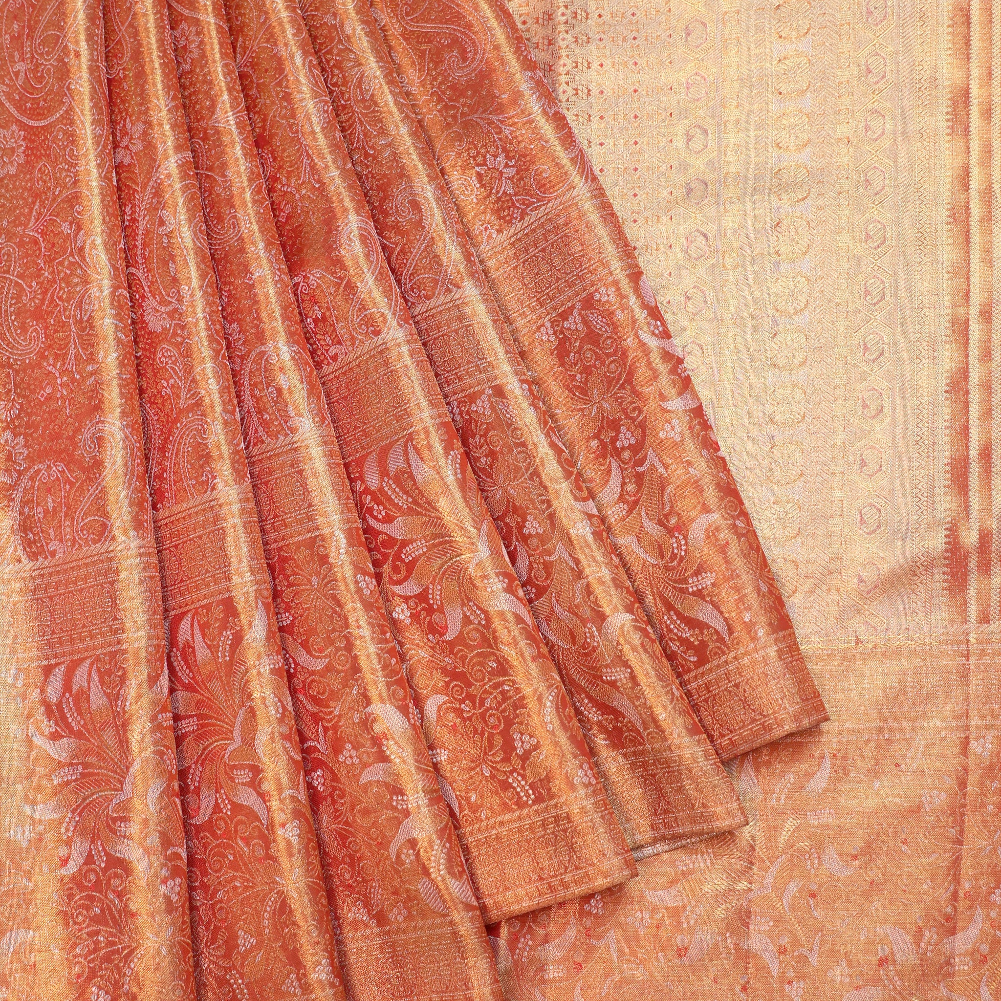Elegant Red Kanchipuram Tissue Silk Saree