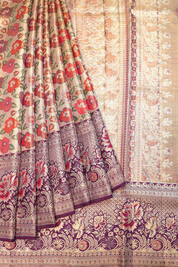 Gold Kanchipuram Tissue Silk Saree with Meenakari Design