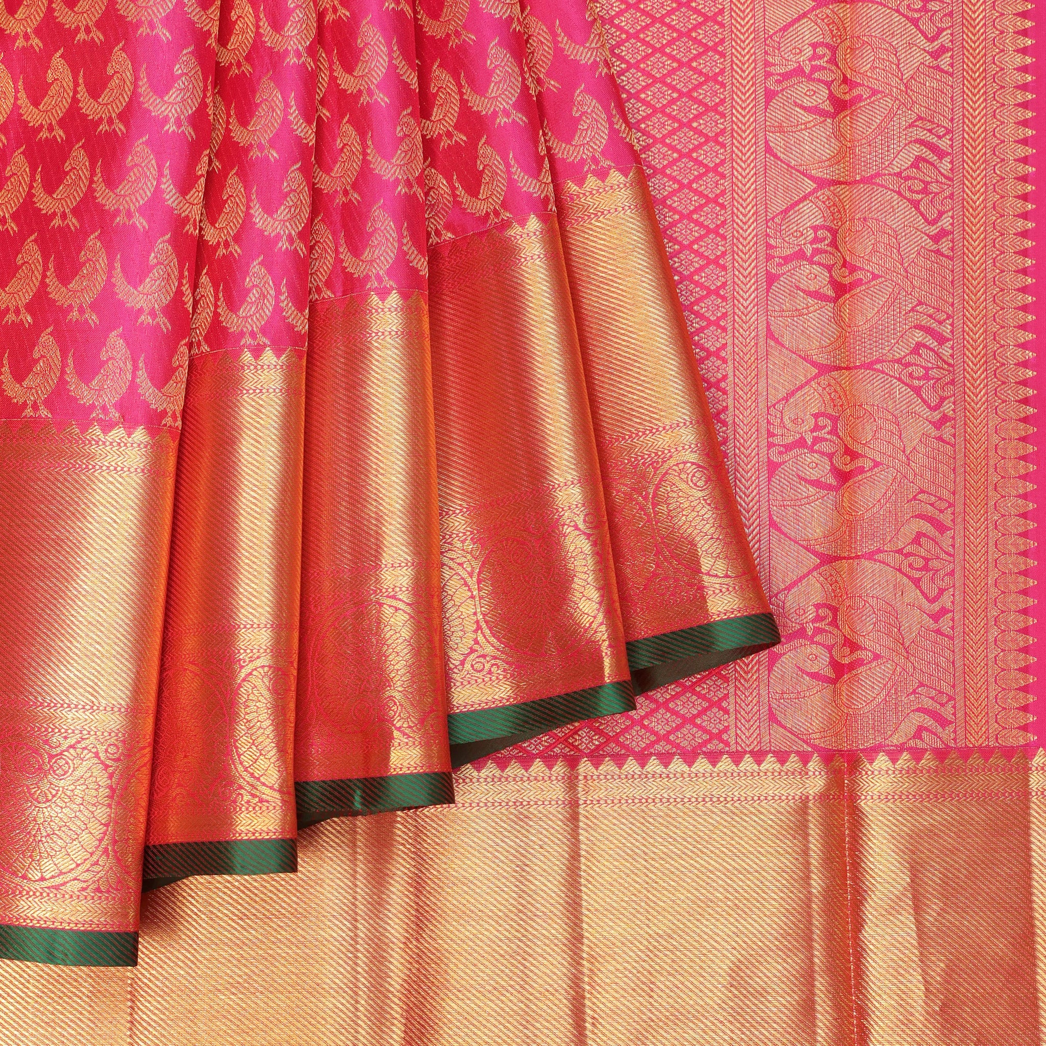 Pink Kanchipuram Silk Saree with Killi Motifs