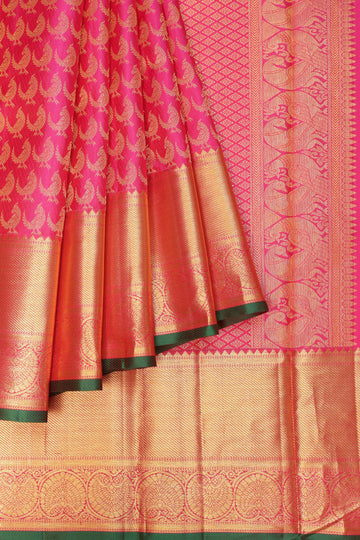 Pink Kanchipuram Silk Saree with Killi Motifs