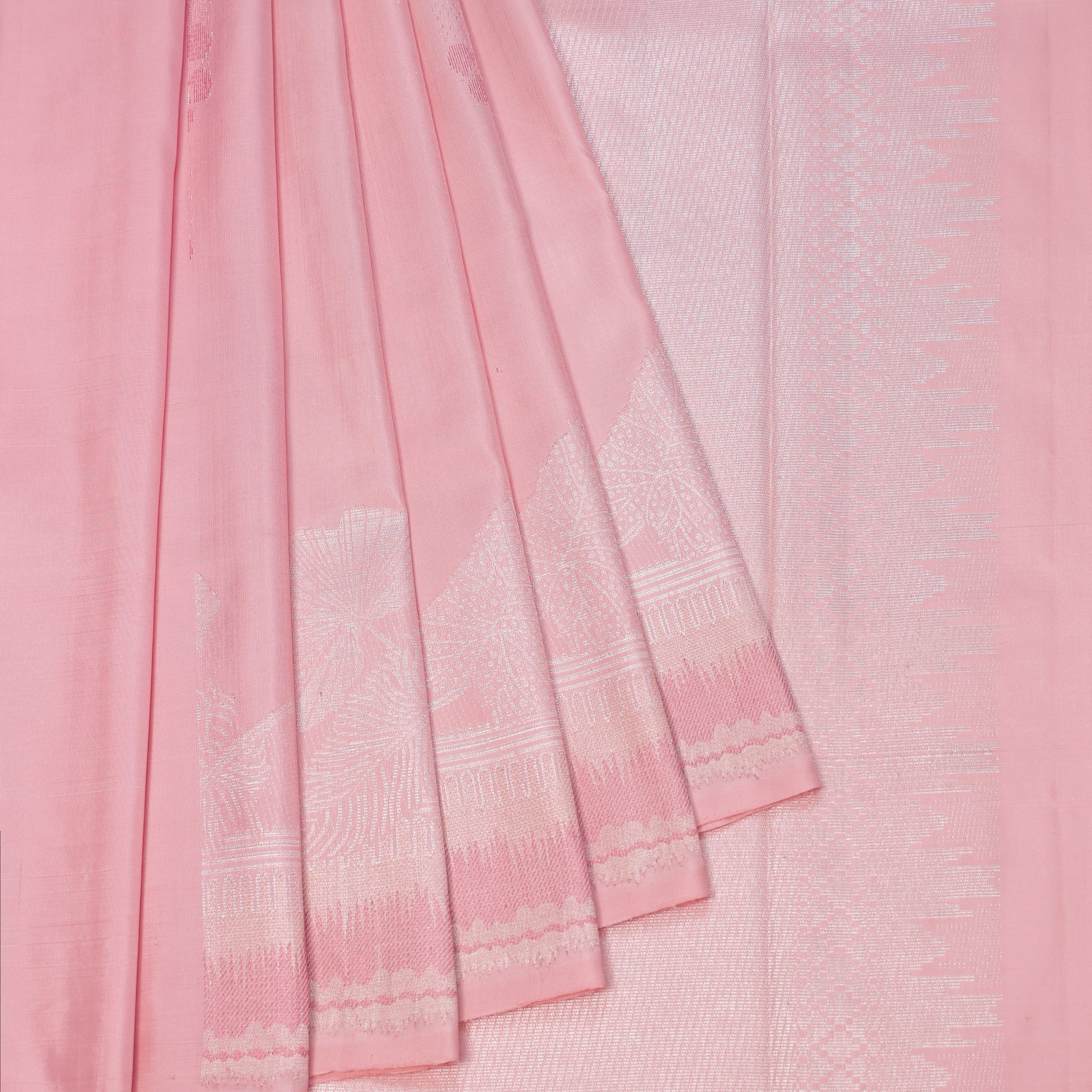Onion Pink Kanchipuram Silk Saree with Meenakari Work