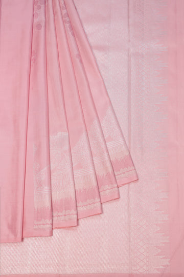 Onion Pink Kanchipuram Silk Saree with Meenakari Work