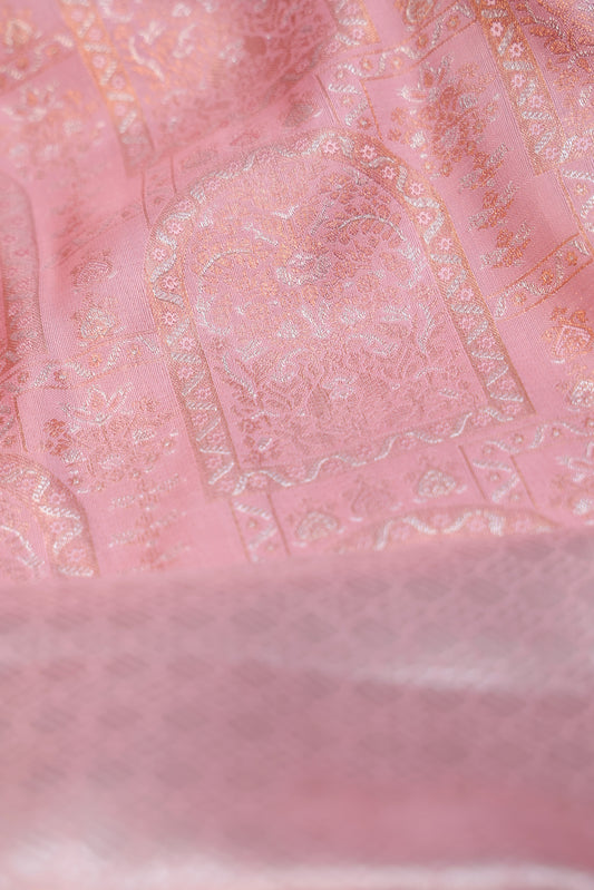 Pink Kanchipuram Silk Saree with Diamond Butta Border