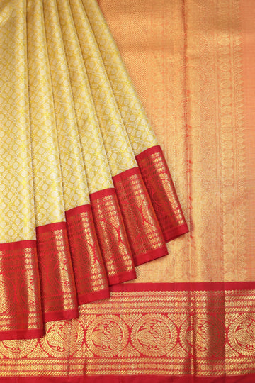 Gold Kanchipuram Tissue Silk Saree with Rudraksha Butta