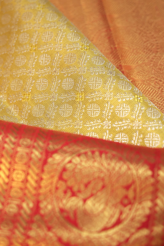 Gold Kanchipuram Tissue Silk Saree with Rudraksha Butta
