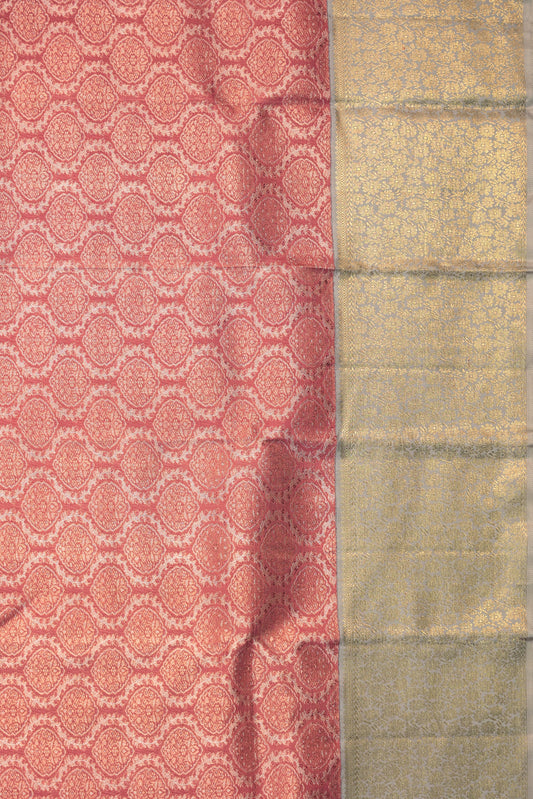 Brown Kanchipuram Silk Saree with Beige Gold Zari Border