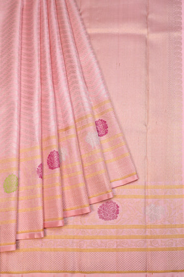 Peach Kanchipuram Silk Saree with Meenakari Work