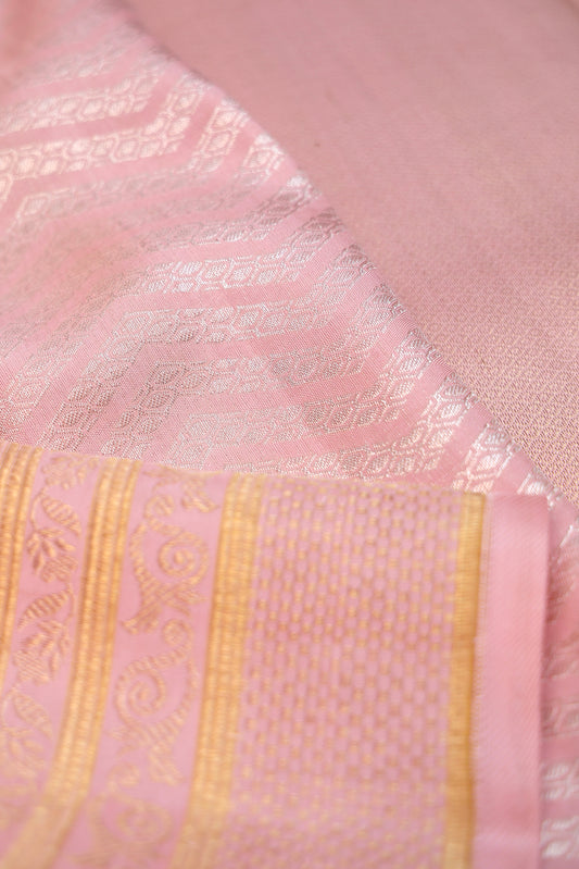 Peach Kanchipuram Silk Saree with Meenakari Work