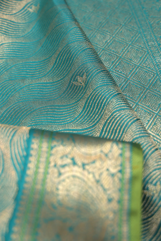 Peacock Green Kanchipuram Silk Saree with Gold Zari Mayil Motifs