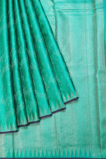 Sea Green Kanchipuram Silk Saree with Thazhampoo Reku Design