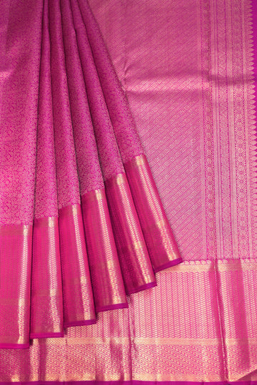 Magenta Kanchipuram Silk Saree with Gold Zari Floral Jaal