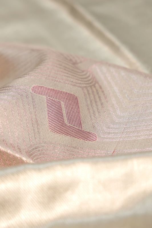 Silver Kanchipuram Tissue Silk Saree with Abstract Design