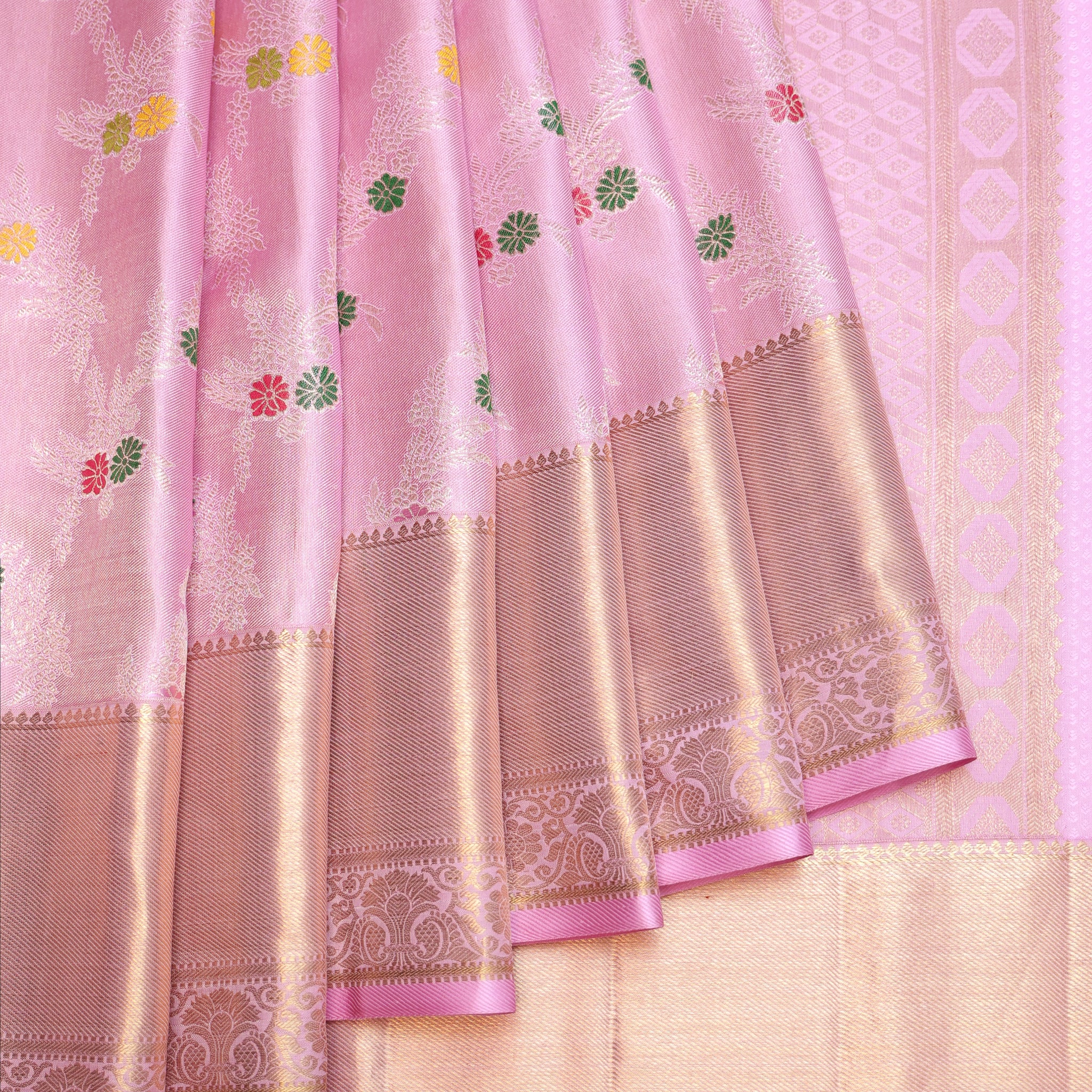 Lavender Kanchipuram Silk Saree with Meenakari Work