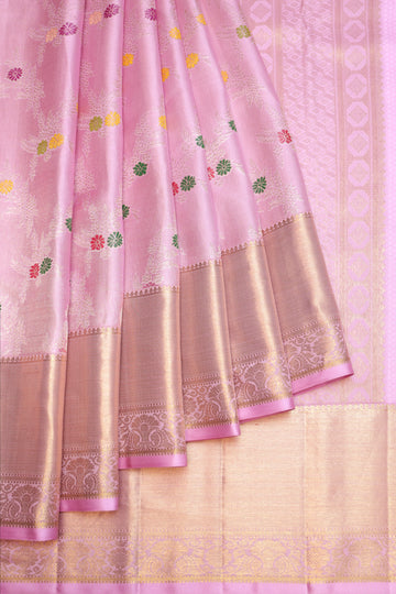 Lavender Kanchipuram Silk Saree with Meenakari Work