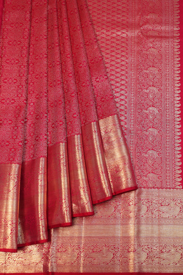 Magenta Kanchipuram Silk Saree with Mayil Motifs