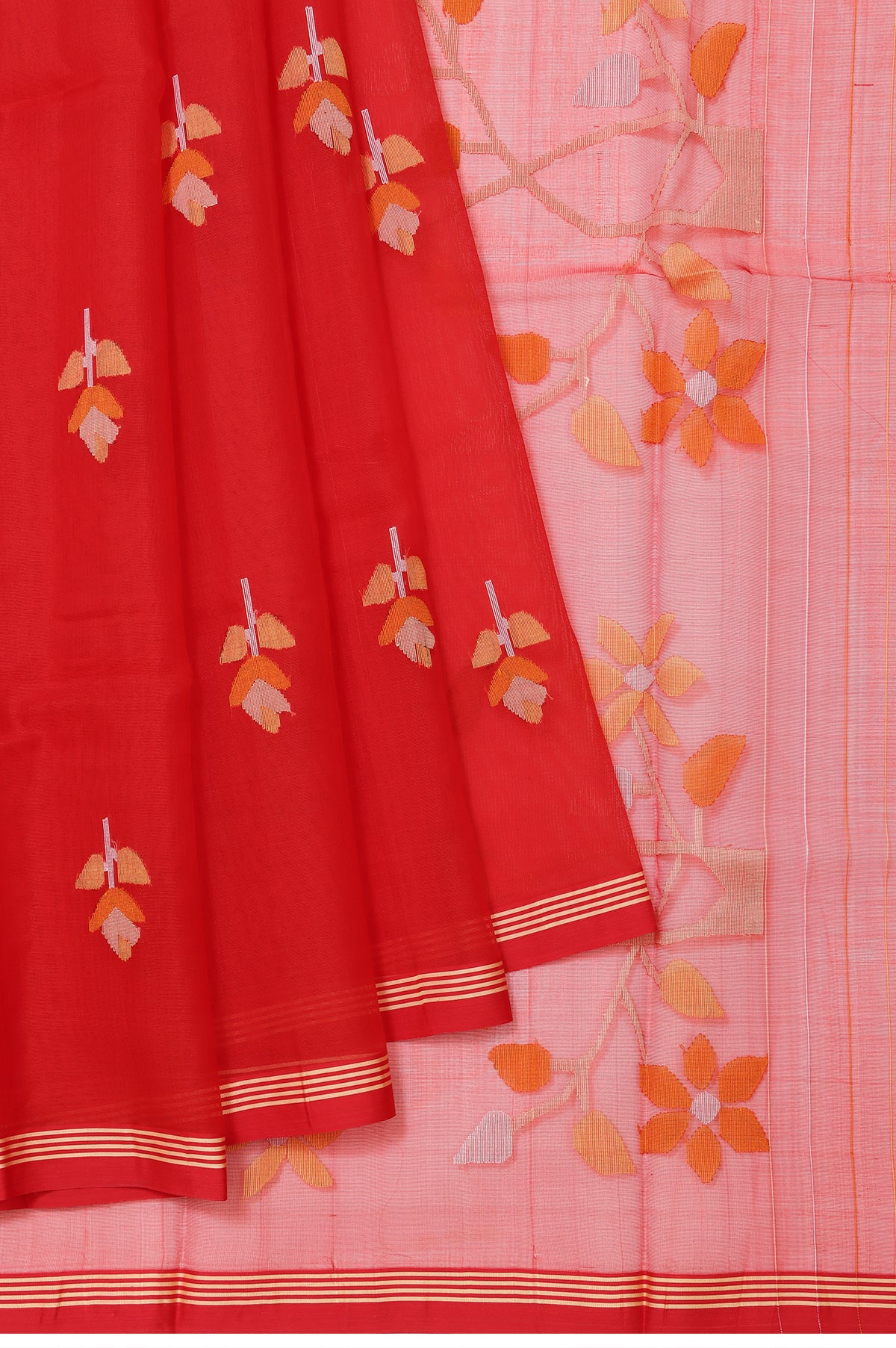 Red Bengal Jamdani Saree