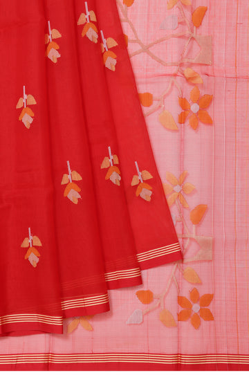 Red Bengal Jamdani Saree