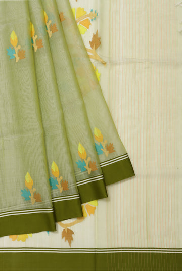 Pista Green Bengal Jamdani Saree