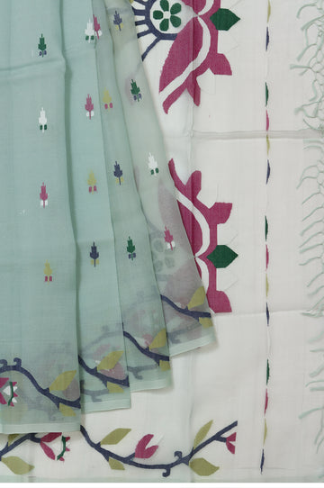 Pista Green Bengal Jamdani Saree