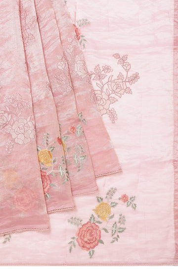 Pink Organza Tissue Saree