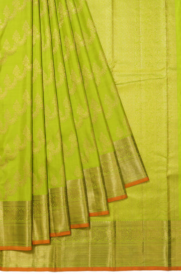 Parrot Green Kanchipuram Silk Saree