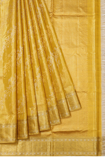 Yellow Kanchipuram Tissue Silk Saree