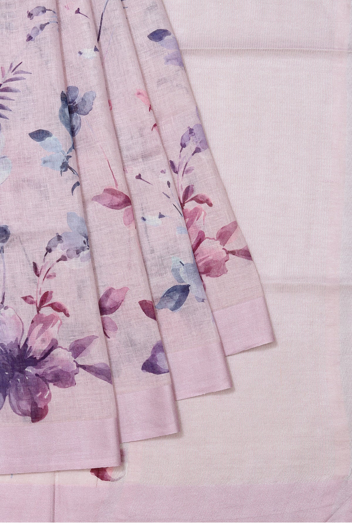 Pink Linen Cotton  Saree