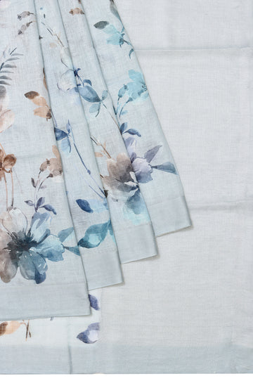 Indigo Blue Linen Cotton  Saree