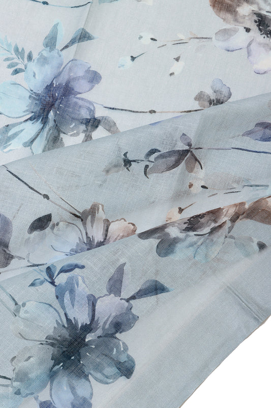 Indigo Blue Linen Cotton  Saree