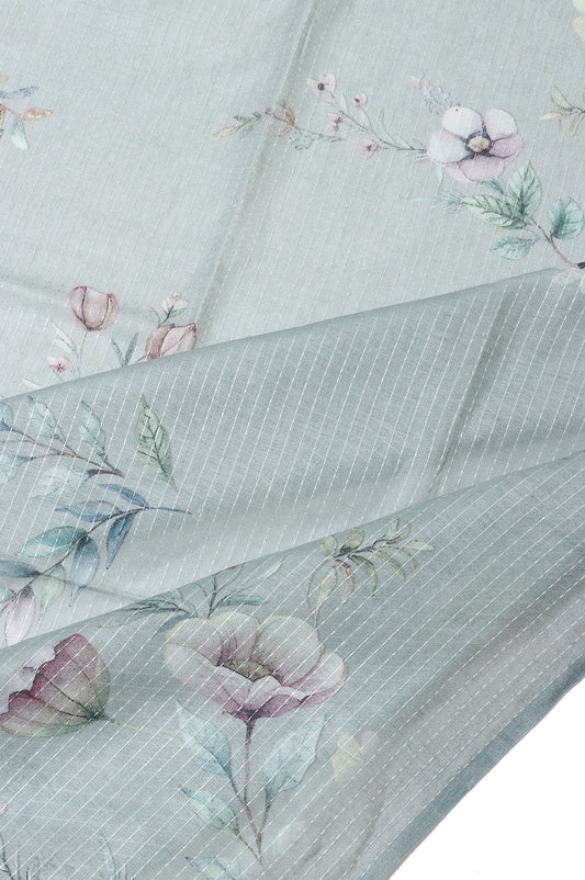 Sea Green Linen Cotton Saree