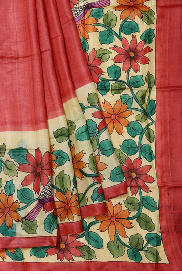 Red Tussar Silk