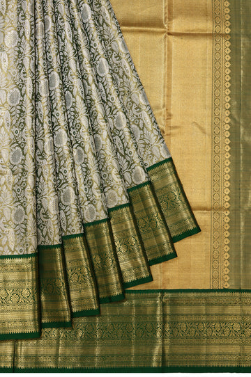 Mehendi Green Kanchipuram Tissue Silk Saree