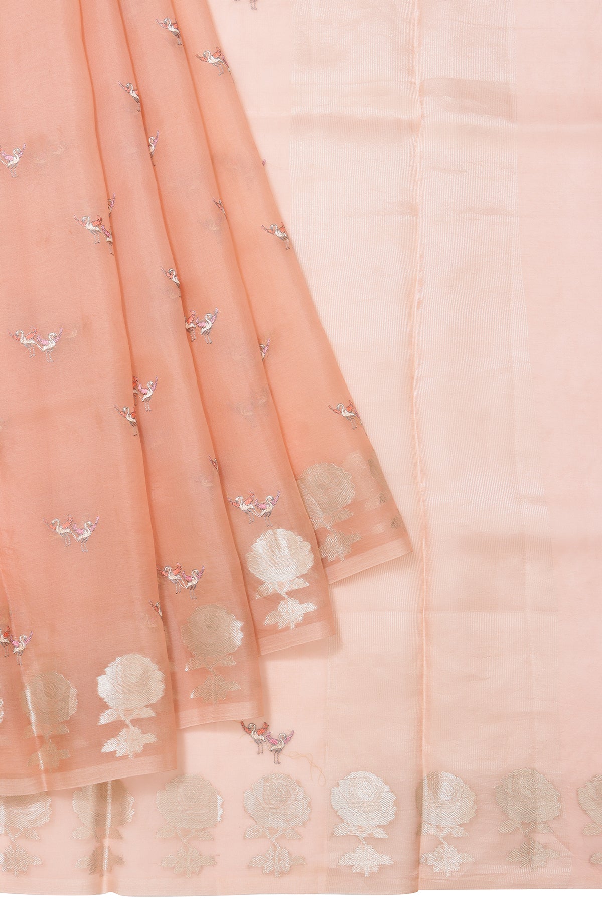 Peach Organza Silk Saree