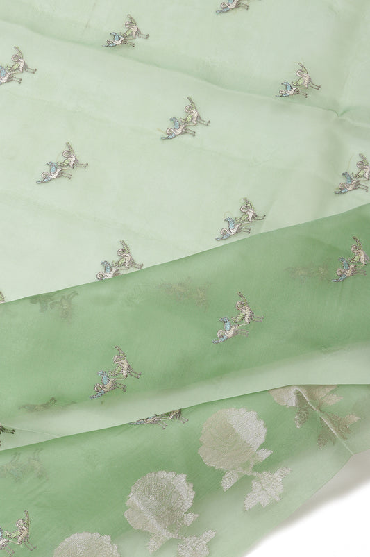 Pista Green Organza Silk Saree