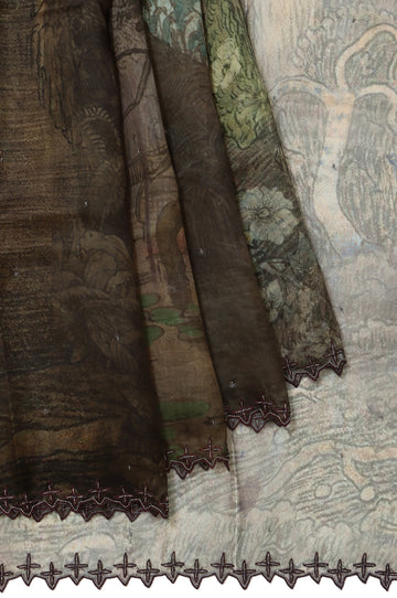 Mehendi Green Organza Silk Saree