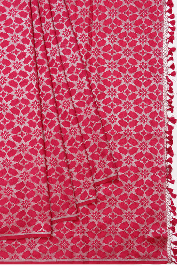 Magenta Chiniya Silk Saree