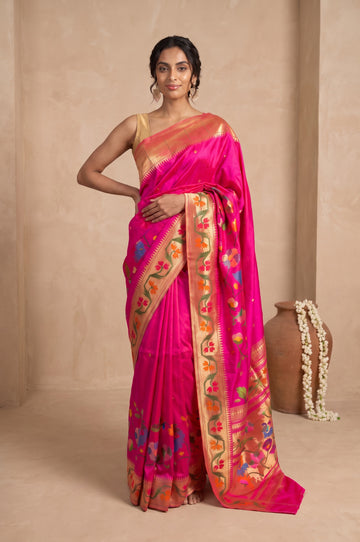 Magenta Paithani Silk Saree