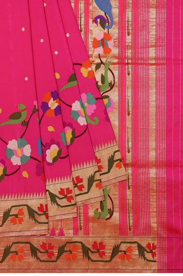 Pink Paithani Silk Saree