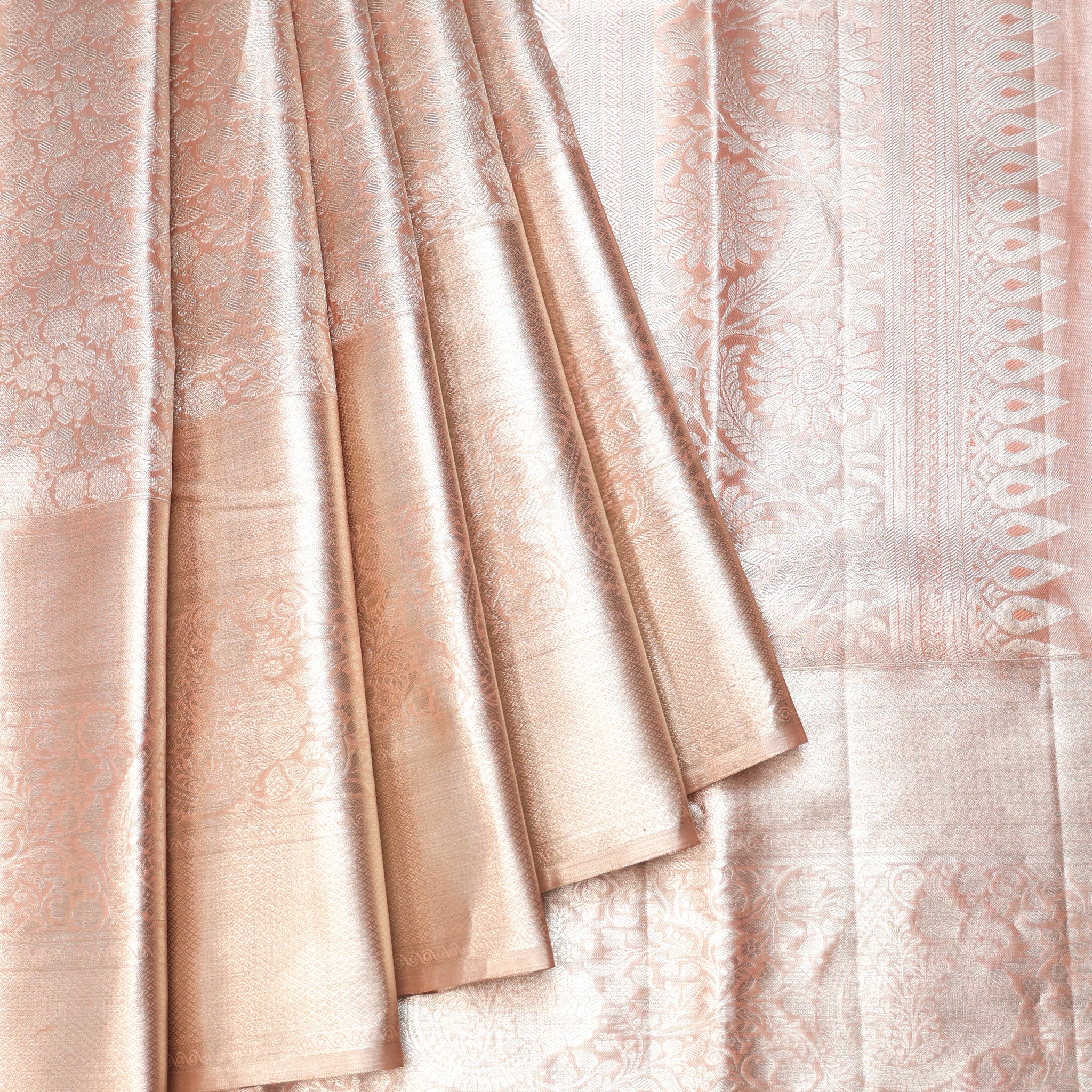 Peach Kanchipuram Silk Saree