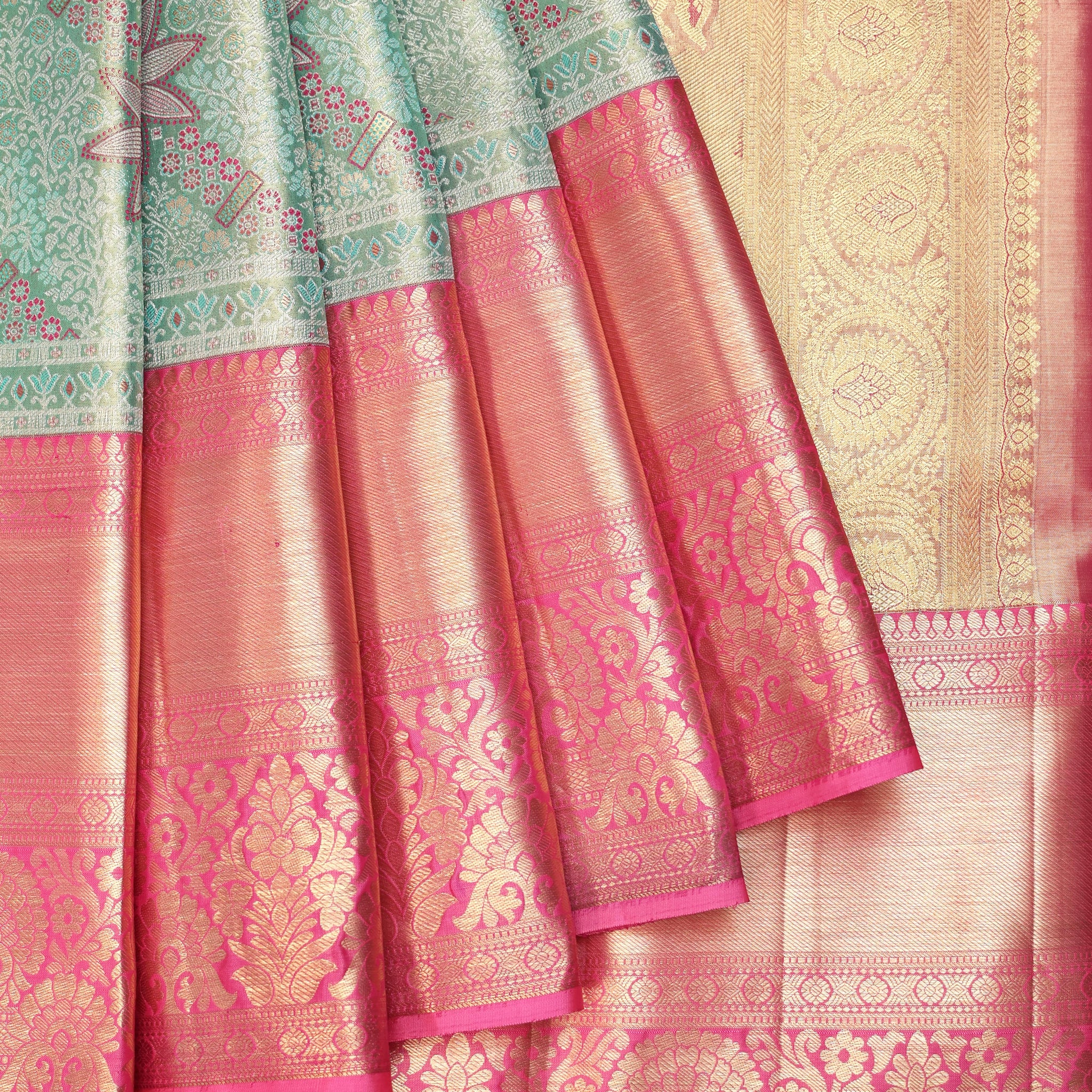 Sea Green Kanchipuram Silk Saree