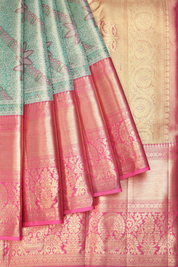 Sea Green Kanchipuram Silk Saree