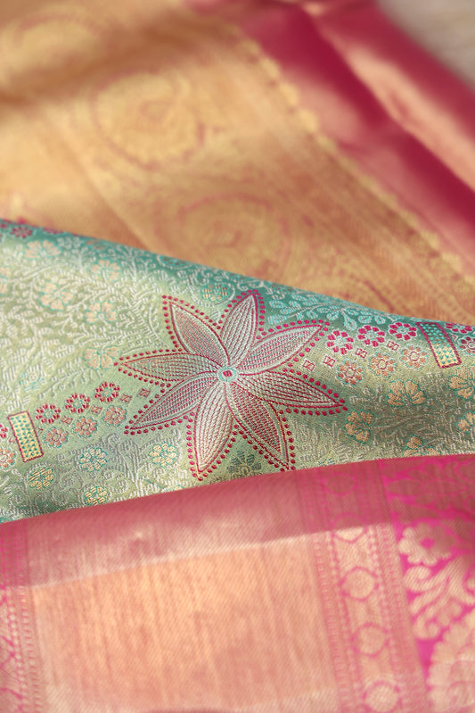 Sea Green Kanchipuram Silk Saree