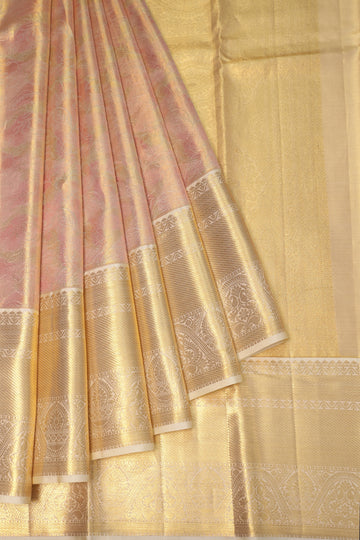 Peach &Beige Kanchipuram Silk Saree