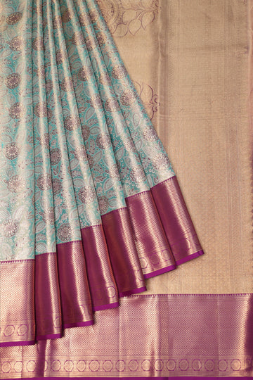 Sea Green Kanchipuram Silk Saree