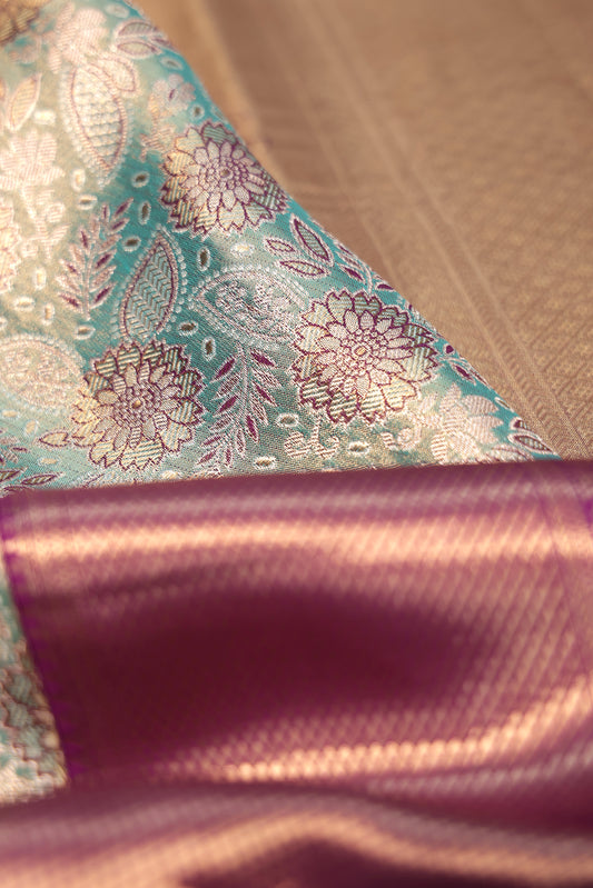 Sea Green Kanchipuram Silk Saree